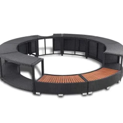 vidaXL Whirlpool-Umrandung Schwarz Poly-Rattan