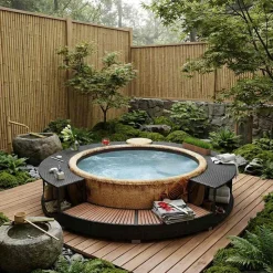 vidaXL Whirlpool-Umrandung Schwarz Poly-Rattan