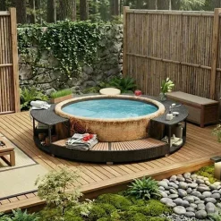 vidaXL Whirlpool-Umrandung Schwarz Poly-Rattan