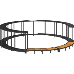 vidaXL Whirlpool-Umrandung mit Stauraum Holztreppe Schwarz Poly Rattan