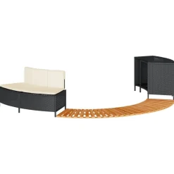 vidaXL Whirlpool-Umrandung Schwarz Poly-Rattan und Massivholz Akazie