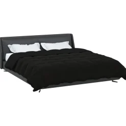 vidaXL Winterbettdecke Gepolstert Schwarz 200 x 200 cm Mikrofaser