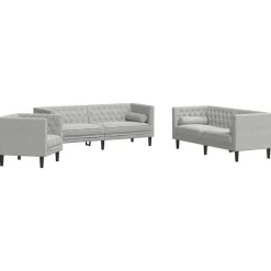 vidaXL Wohnzimmer Couch 3 pcs Hellgrau 194 x 74,5 x 70,5 cm Samt
