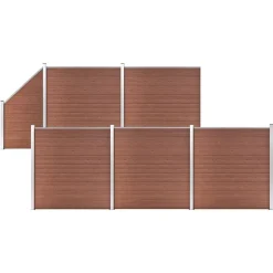 vidaXL WPC Zaun-Set 5 Quadrate + 1 Schräge 965x186 cm Braun