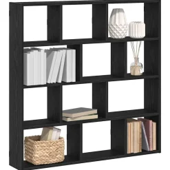 vidaXL Würfelregal 12 Fächer Schwarz Holzwerkstoff