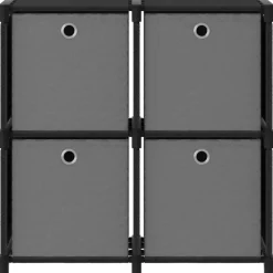 vidaXL Würfelregal mit 4 Boxen Schwarz 69x30x72,5 cm Stoff