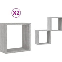 vidaXL Würfelregale 2 Stk. Grau Sonoma 30x15x30 cm