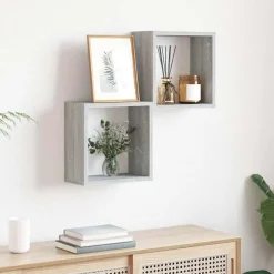 vidaXL Würfelregale 2 Stk. Grau Sonoma 30x15x30 cm