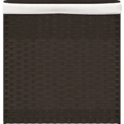 vidaXL Wäschekorb mit 2 Fächern Dunkelbraun 53x35x57 cm Poly Rattan