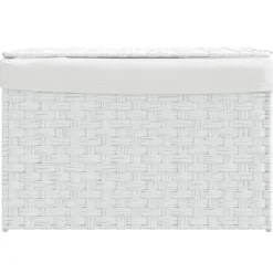 vidaXL Wäschekorb mit Deckel Weiß 55,5x35x34 cm Poly Rattan