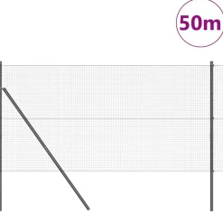 vidaXL Zaunpfosten Grau 50 x 1 m (19 x 19 mm Maschen) Stahl und PVC