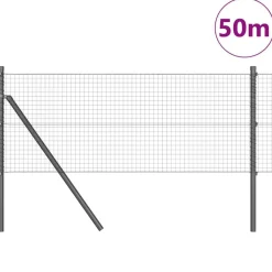 vidaXL Zaunpfosten Grau 50 x 0,8 m (25 x 25 mm Maschen) Stahl und PVC