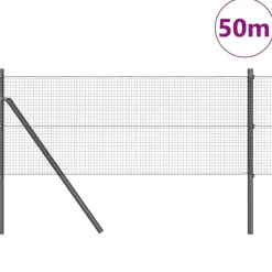 vidaXL Zaunpfosten Grau 50 x 0,8 m (16 x 16 mm Maschen) Stahl und PVC