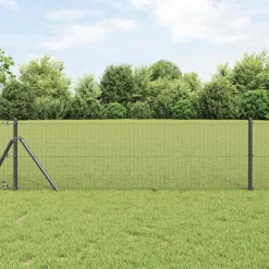 vidaXL Zaunpfosten Grau 50 x 0,8 m (12 x 12 mm Maschen) Stahl und PVC