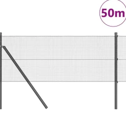 vidaXL Zaunpfosten Grau 50 x 0,8 m (12 x 12 mm Maschen) Stahl und PVC