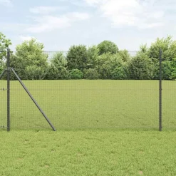 vidaXL Zaunpfosten Grau 50 x 1,2 m (16 x 16 mm Netz) Stahl und PVC