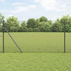 vidaXL Zaunpfosten Grau 50 x 1,2 m (12 x 12 mm Maschen) Stahl und PVC