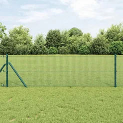 vidaXL Zaunpfosten Grün 25 x 0,4 m (16 x 16 mm Masche) Stahl und PVC