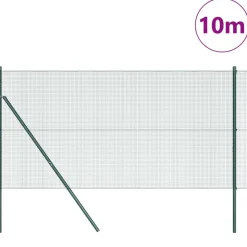 vidaXL Zaunpfosten Grün 10 x 1,4 m (12 x 12 mm Maschen) Stahl und PVC
