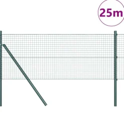 vidaXL Zaunpfosten Grün 25 x 0,4 m (25 x 25 mm Netz) Stahl und PVC