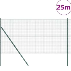 vidaXL Zaunpfosten Grün 25 x 1,2 m (25 x 25 mm Netz) Stahl und PVC