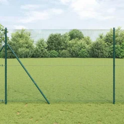 vidaXL Zaunpfosten Grün 25 x 1,6 m (16 x 16 mm Netz) Stahl und PVC