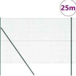 vidaXL Zaunpfosten Grün 25 x 1,6 m (16 x 16 mm Netz) Stahl und PVC