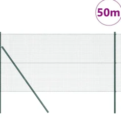 vidaXL Zaunpfosten Grün 50 x 1,4 m (Masche 19 x 19 mm) Stahl und PVC
