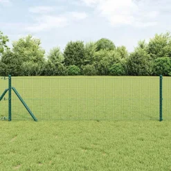 vidaXL Zaunpfosten Grün 100 x 0,5 m (25 x 25 mm Maschen) Stahl und PVC