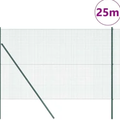 vidaXL Zaunpfosten Grün 25 x 1,6 m (12 x 12 mm Netz) Stahl und PVC