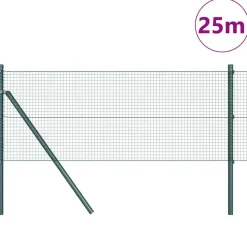 vidaXL Zaunpfosten Grün 25 x 0,6 m (19 x 19 mm Maschen) Stahl und PVC