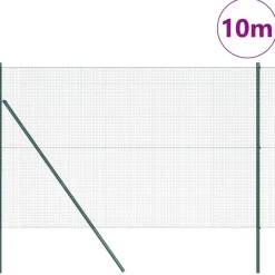 vidaXL Zaunpfosten Grün 10 x 1,5 m (16 x 16 mm Gitter) Stahl und PVC