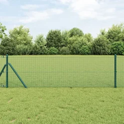 vidaXL Zaunpfosten Grün 25 x 0,4 m (12 x 12 mm Maschen) Stahl und PVC