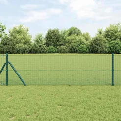 vidaXL Zaunpfosten Grün 100 x 0,5 m (12 x 12 mm Maschen) Stahl und PVC