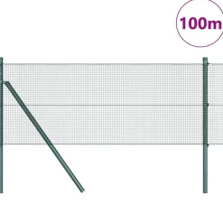 vidaXL Zaunpfosten Grün 100 x 0,5 m (12 x 12 mm Maschen) Stahl und PVC