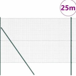 vidaXL Zaunpfosten Grün 25 x 1,6 m (25 x 25 mm Gitter) Stahl und PVC