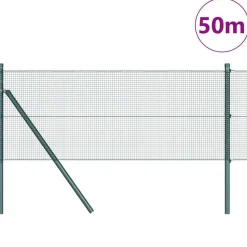 vidaXL Zaunpfosten Grün 50 x 0,4 m (12 x 12 mm Maschen) Stahl und PVC