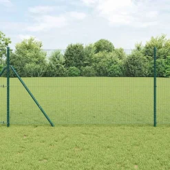 vidaXL Zaunpfosten Grün 100 x 1 m (16 x 16 mm Maschen) Stahl und PVC