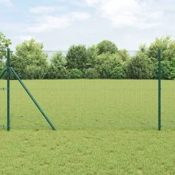 vidaXL Zaunpfosten Grün 25 x 1,4 m (25 x 25 mm Maschen) Stahl und PVC