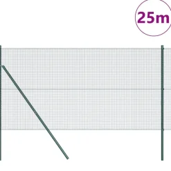 vidaXL Zaunpfosten Grün 25 x 1,2 m (16 x 16 mm Maschen) Stahl und PVC