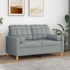 vidaXL Zierkissen 2 Stk. Hellgrau Ø15x50 cm Stoff