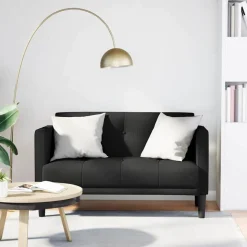 vidaXL Zweisitzer-Sofa Schwarz 111 cm Stoff