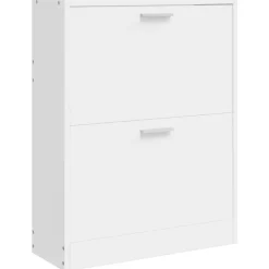 Weißer Holz-Schuhschrank mit 2 Schuhkippern