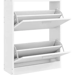 Weißer Holz-Schuhschrank mit 2 Schuhkippern