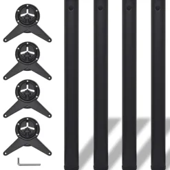 4x höhenverstellbares Tischbein Schwarz 710 mm